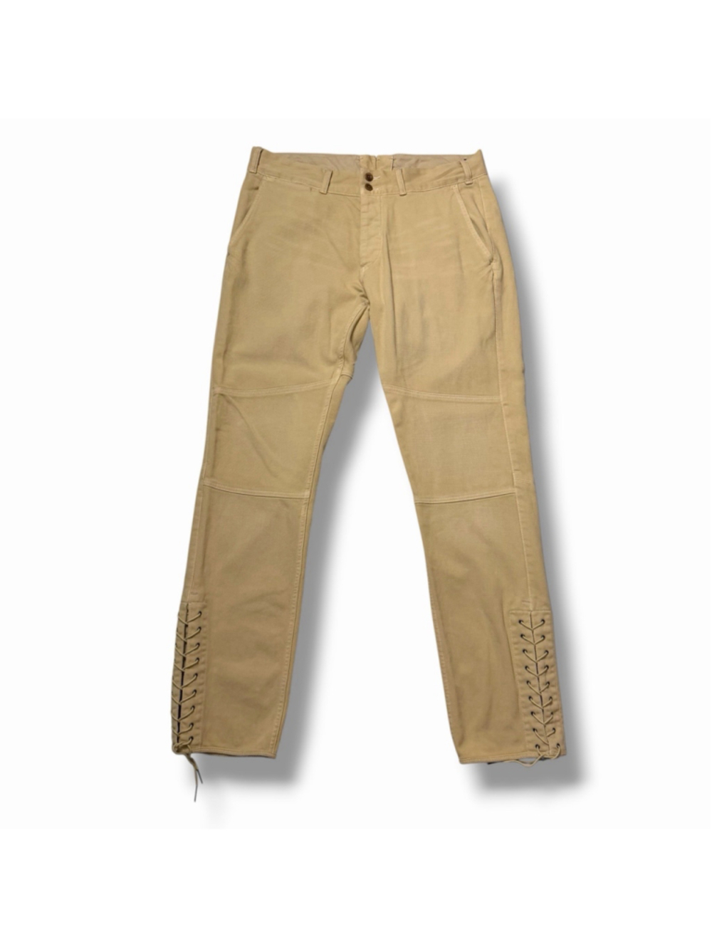 Polo Ralph Lauren Mens Cotton Twill Riding Pants 34x32 Straight Leg VTG Tan